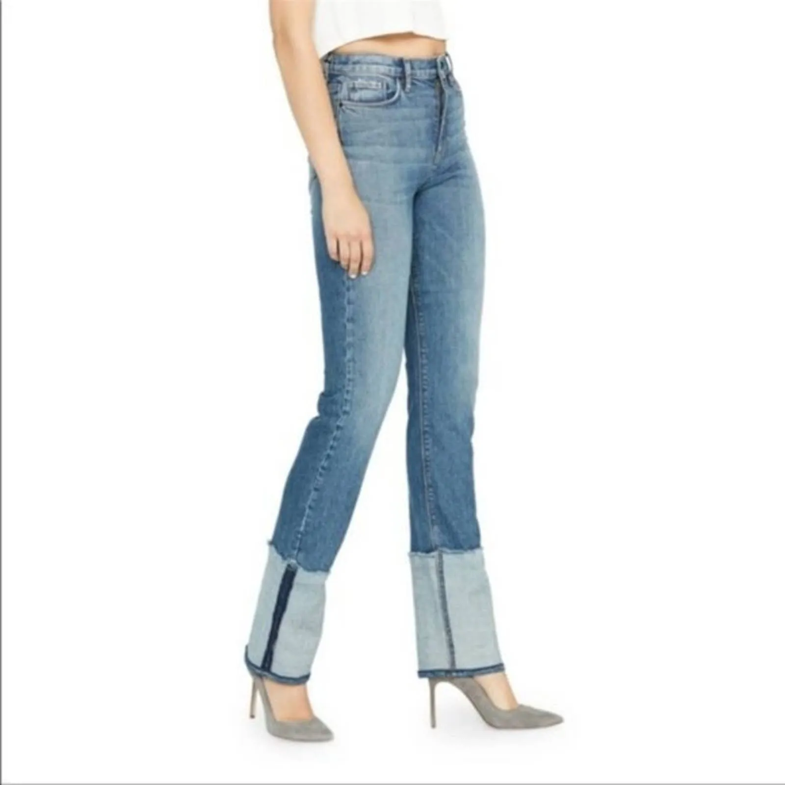 Hudson‎ Holly Straight Leg Reverse Hem High Waist Jeans In Mimic NWT - Image 3