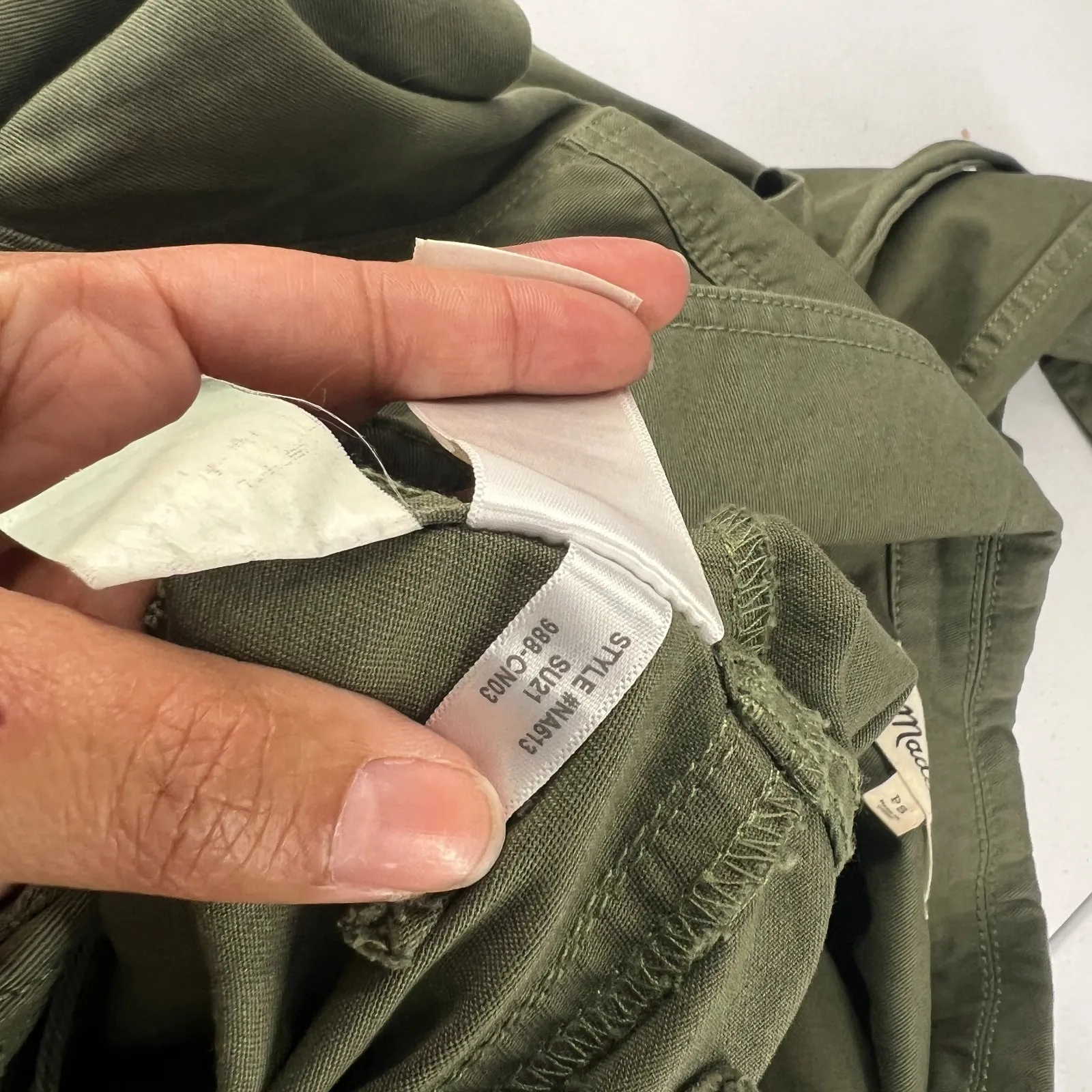 Madewell Military Jumpsuit Womens PS Green Twill Tie-Waist Short Sleeve Wide Leg - Image 14