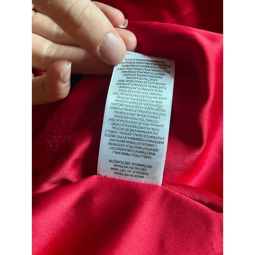 Polo Ralph Lauren Womens Jacket Red XXS Satin Down Puffer Lipstick Winter - Image 6