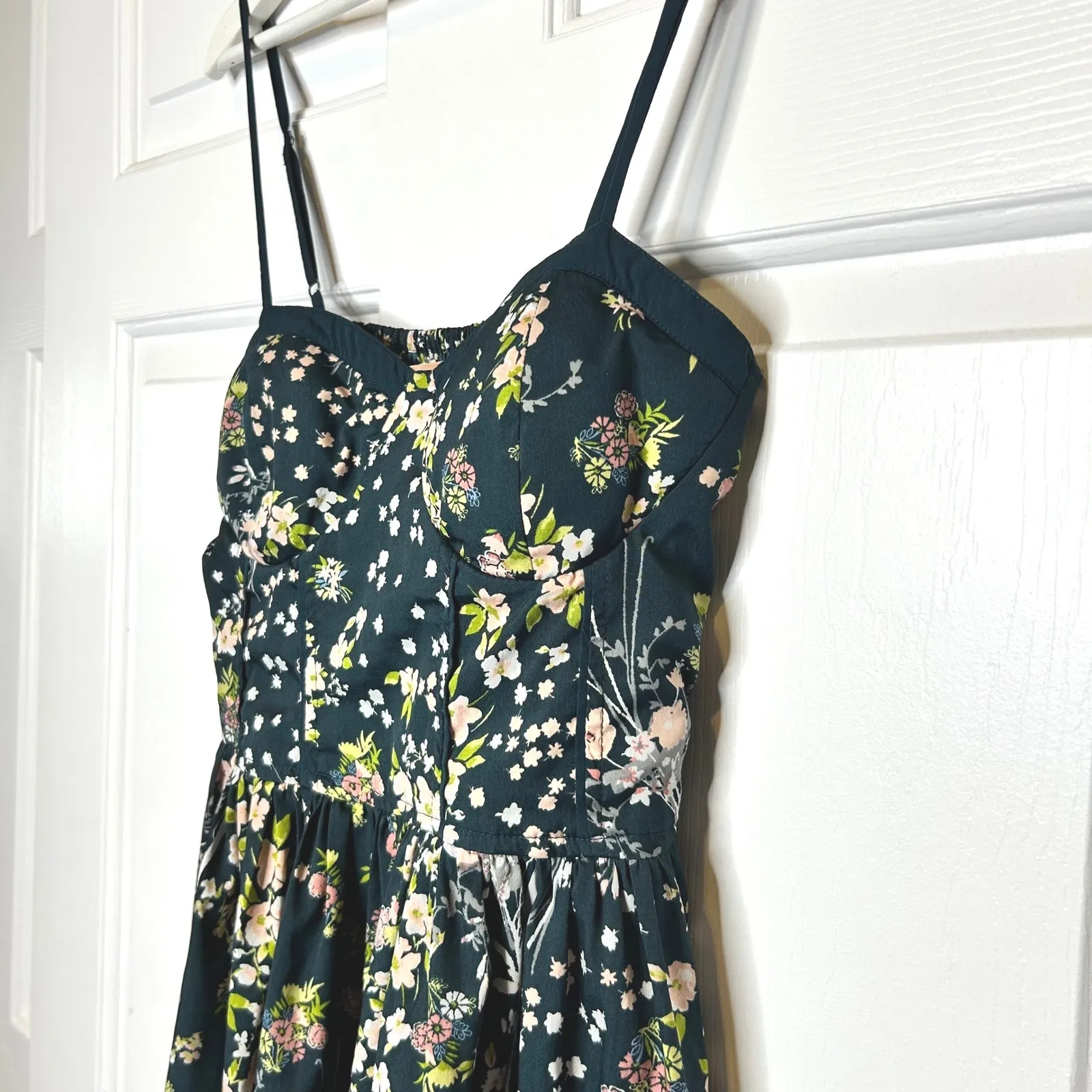 Band of Gypsies Floral Print Smocked Bustier Dress Large - Image 2