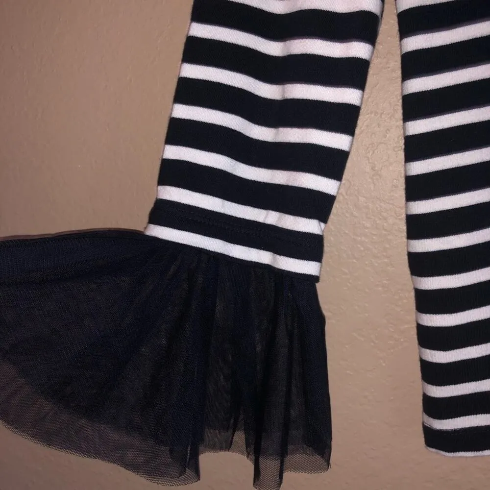 NEW beachlunchlounge Navy Blue Stripe Top Tulle Sleeves Fairy Nautical - Image 5