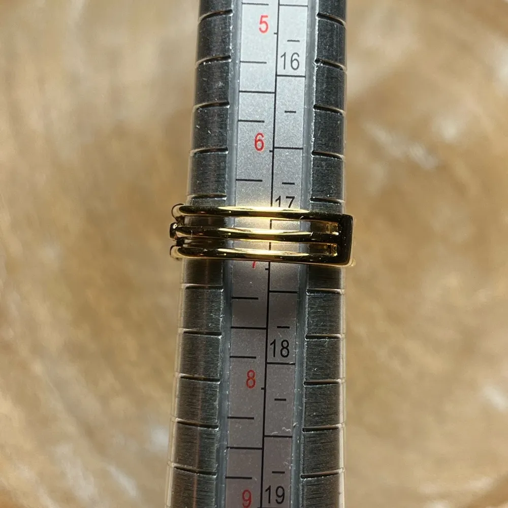 Sterling Silver Three Tier CZ Band Gold Vermeil Over  Ring - Image 12