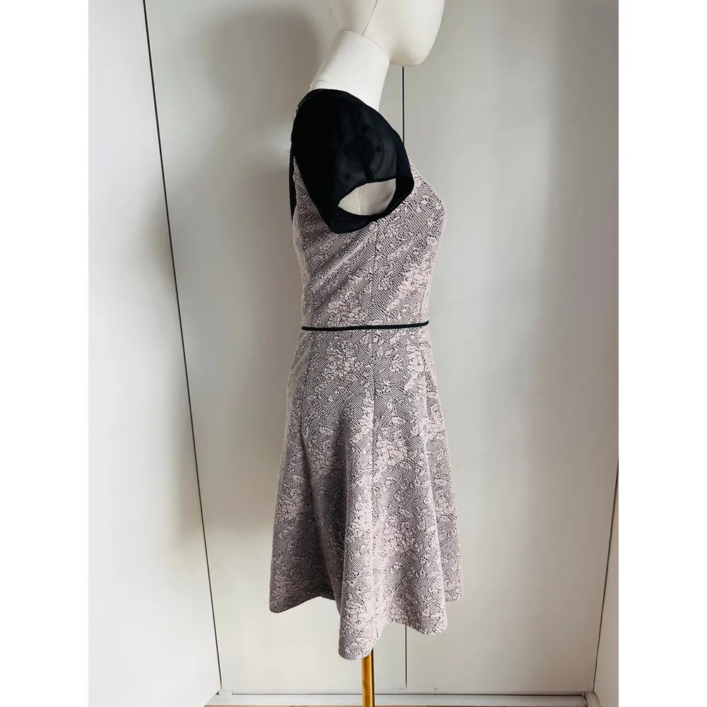 Rebecca Taylor A line Dress Above KNee Size 2 Muted Floral print Leather Career - Image 4