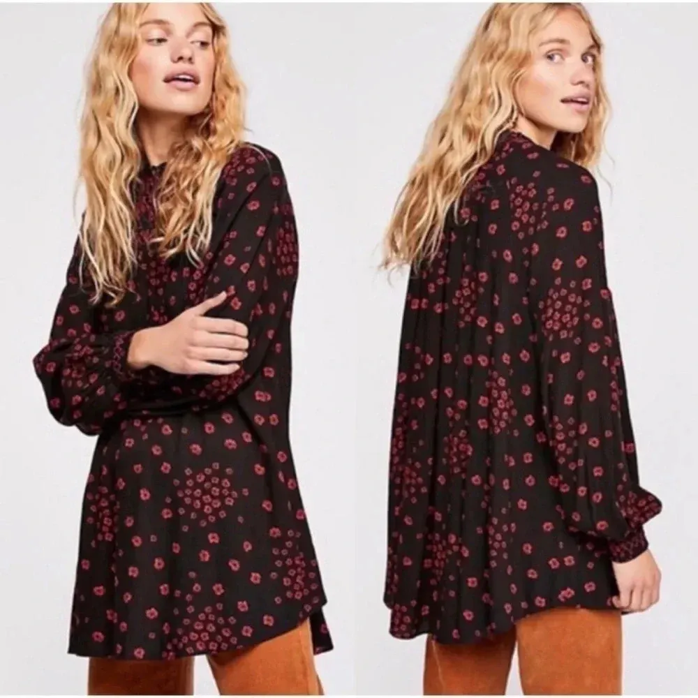 Free People Flowers In Her Hair Smock Tunic Top Size XS - Image 2