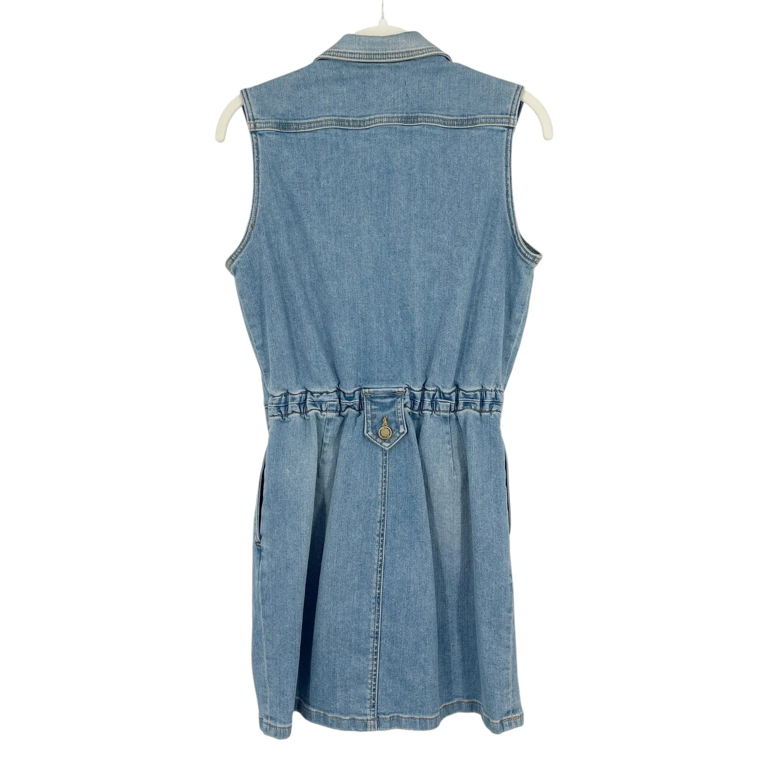 Ramy Brook Hedi Denim Mini Dress Button-Front Light Wash Y2K 90s Brittney - Image 12