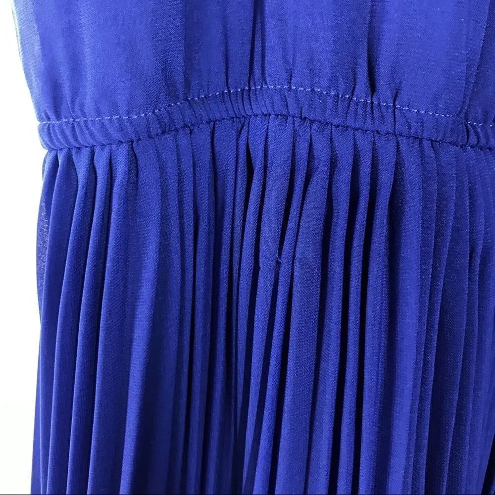 Bar III  Blue Accordion Pleated Maxi Dress Medium - Image 3