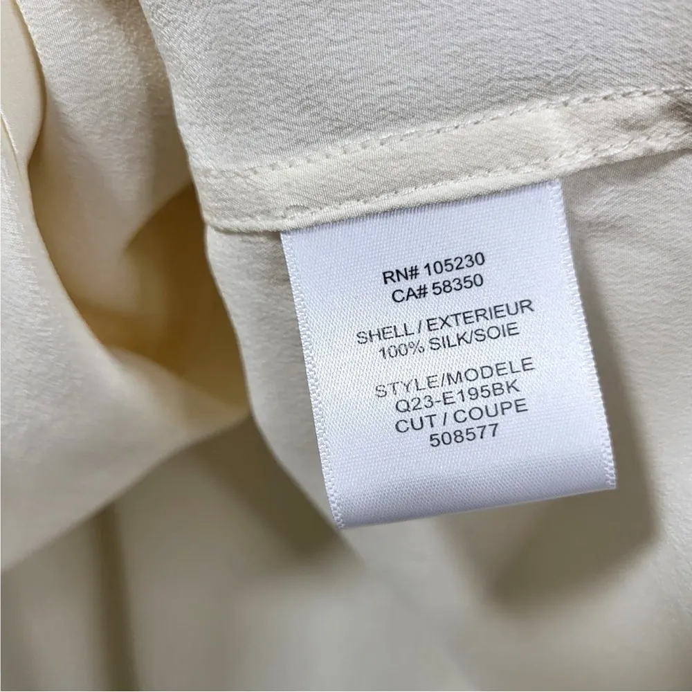 Equipment Femme Silk Floral Cut Out Embroidered Sleeves Button Up Top in Ivory - Image 8