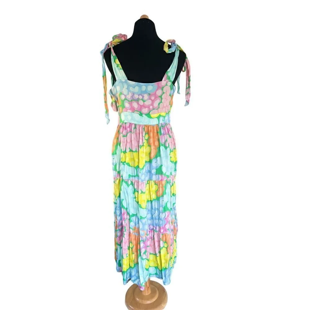 EMILY MCCARTHY Bow Midi Dress Spring floral size Medium MSRP $268 - Image 9