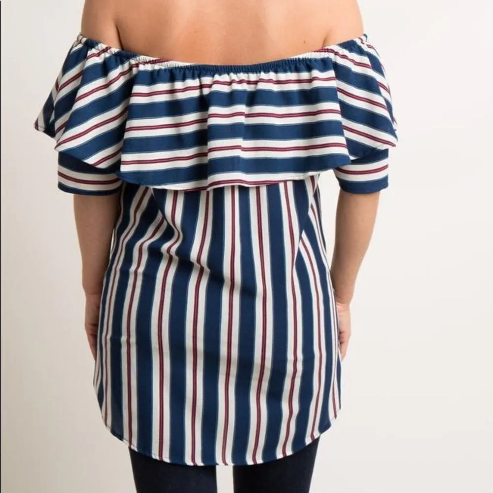 ✨2xHP✨Off the Shoulder Striped Ruffle Top✨ - Image 4