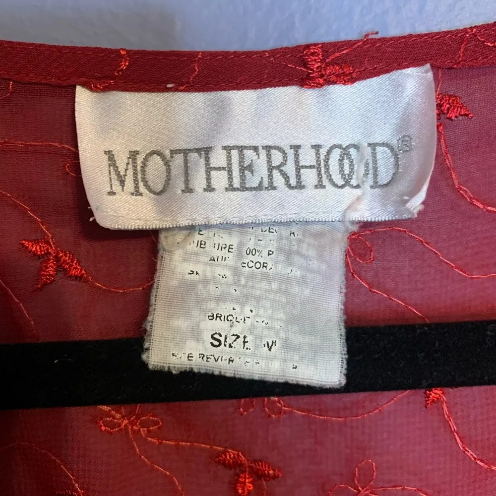 Motherhood Red Embroidered Blouse - Size Medium - Image 3