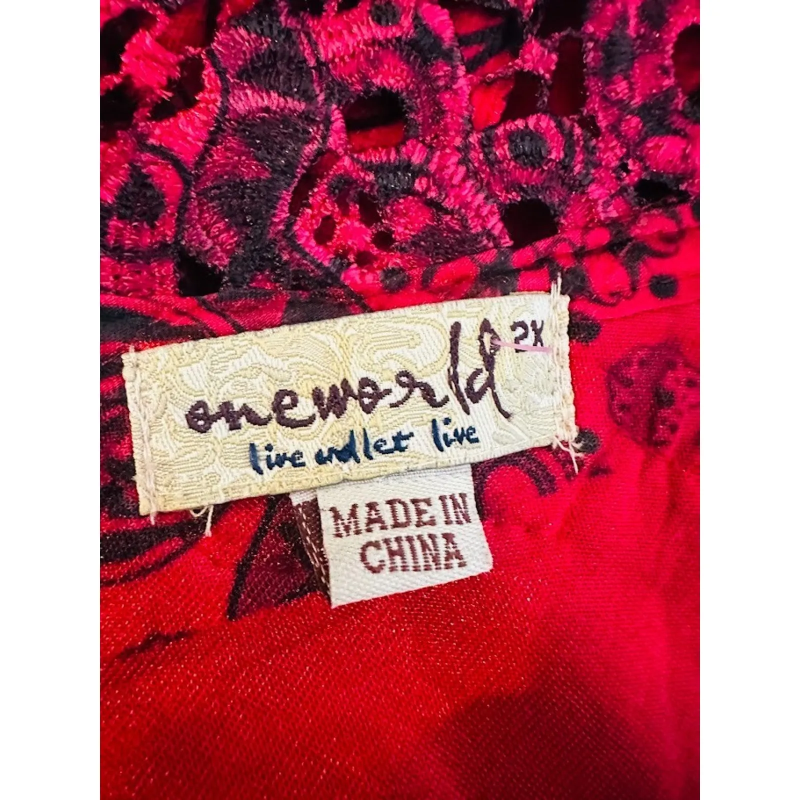 Vamp Gothic Victorian Whimsigoth Red Black Velvet Babydoll Long Sleeve Vneck 2X - Image 5