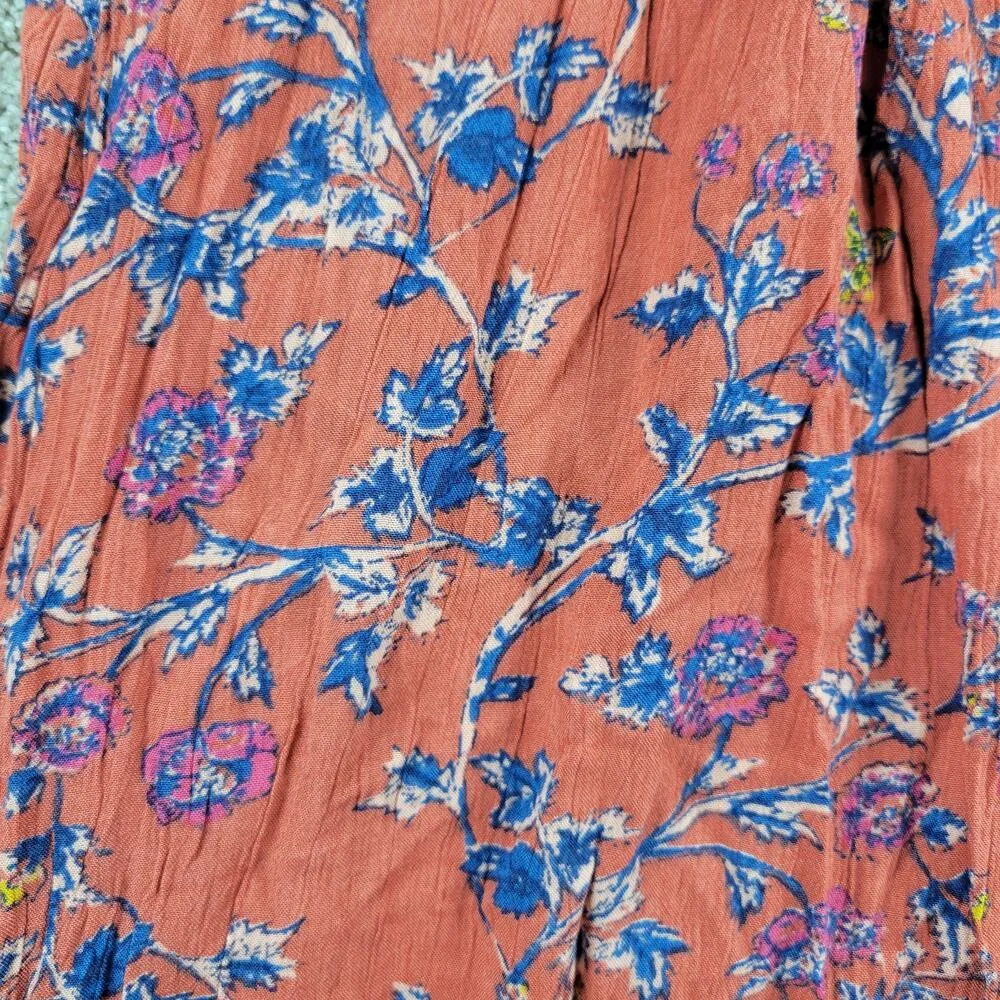 Jessica Simpson Maternity Halter Dress Womens S Pink Blue Floral Gauze A-Line - Image 10