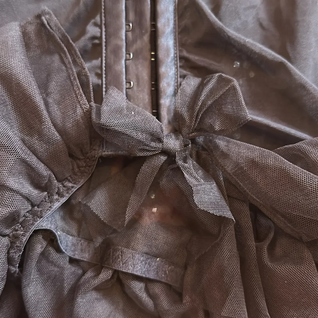 RETRO 2013 VICTORIAS SECRET BLACK MESH RHINESTONE CORSET TOP - Image 6