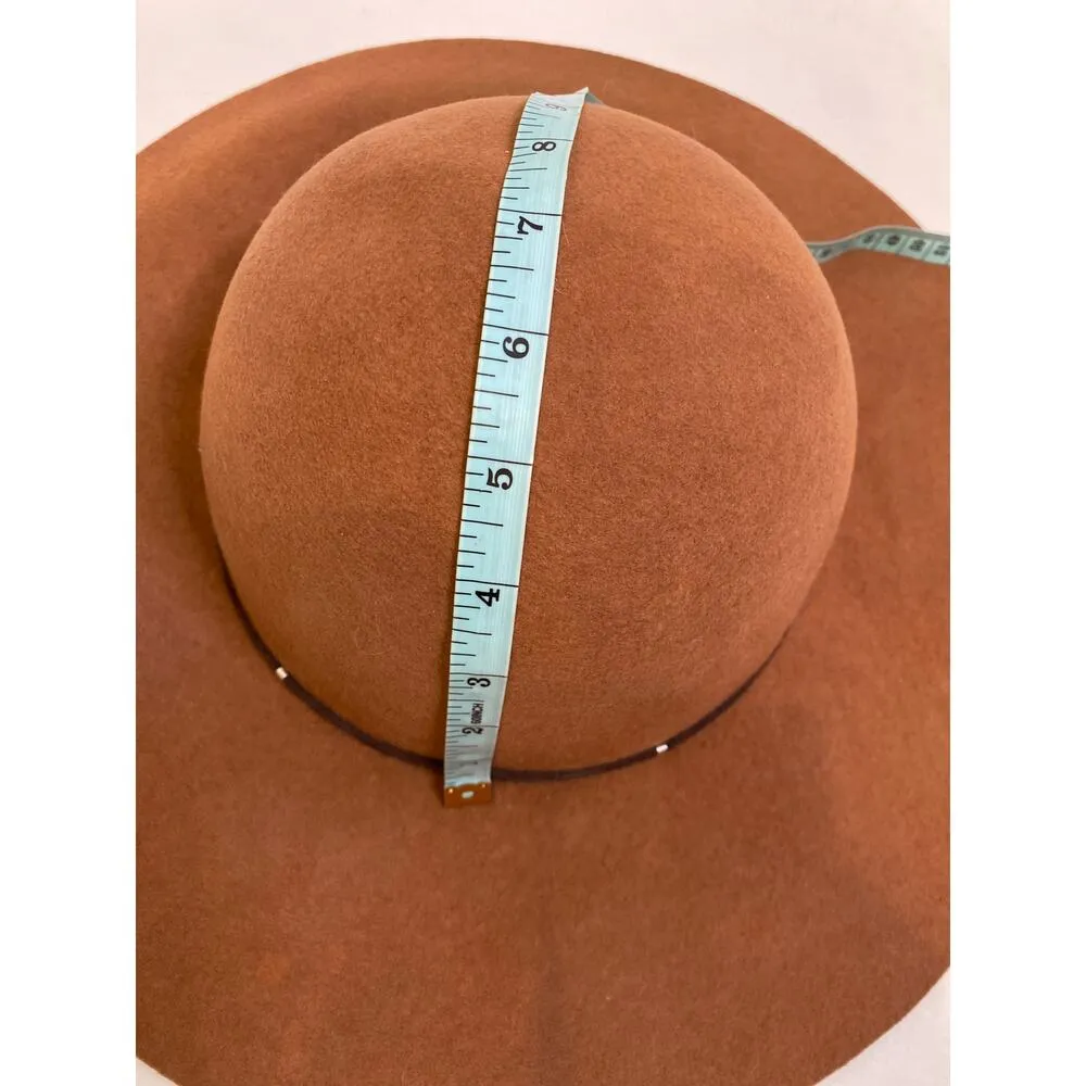 Nine West Tan Wool Floppy Round Hat EUC OS 15” Black Trim Boho Casual Everday - Image 9
