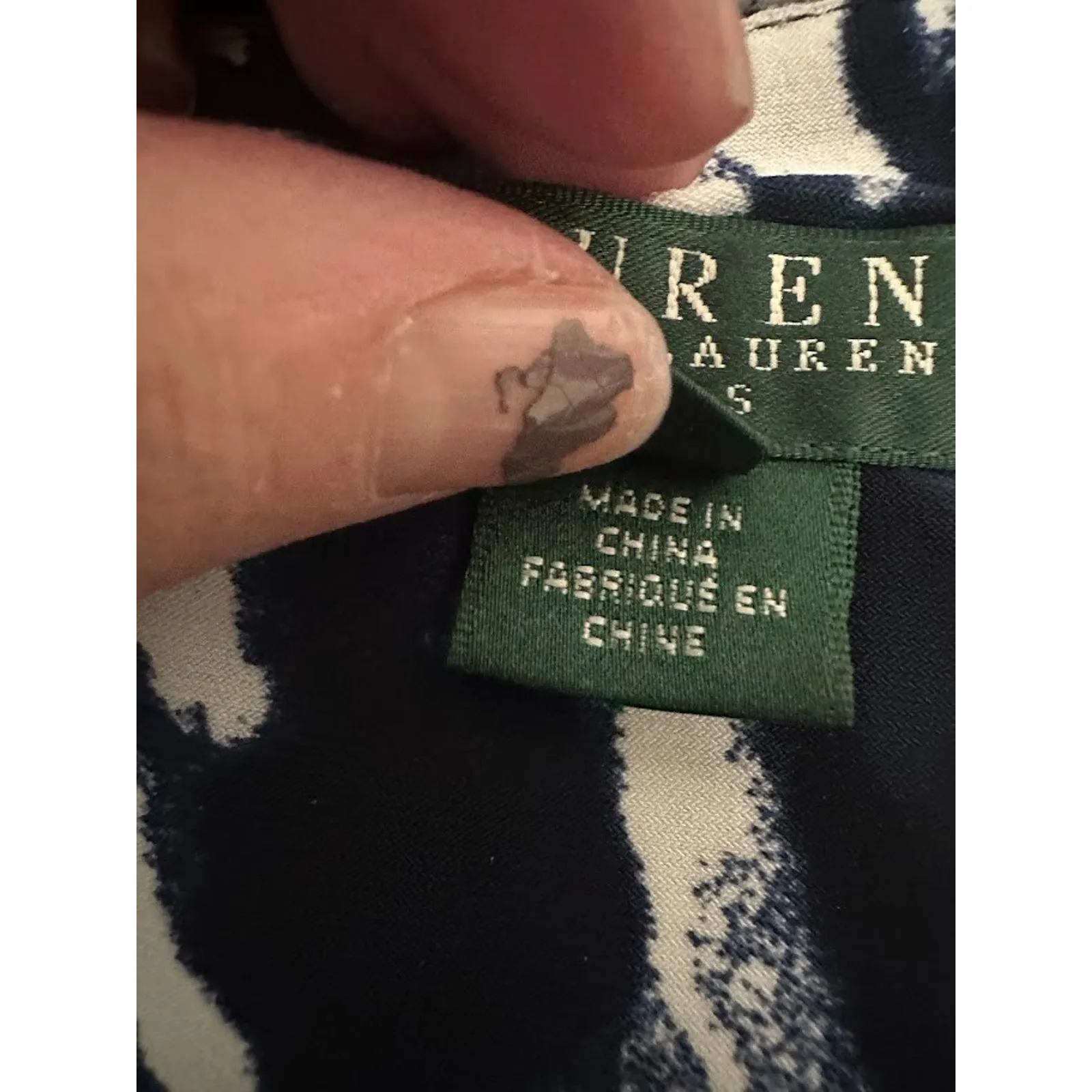 Lauren Ralph Lauren Blue White Faux Wrap Dress Casual Business Party Size 10 - Image 6