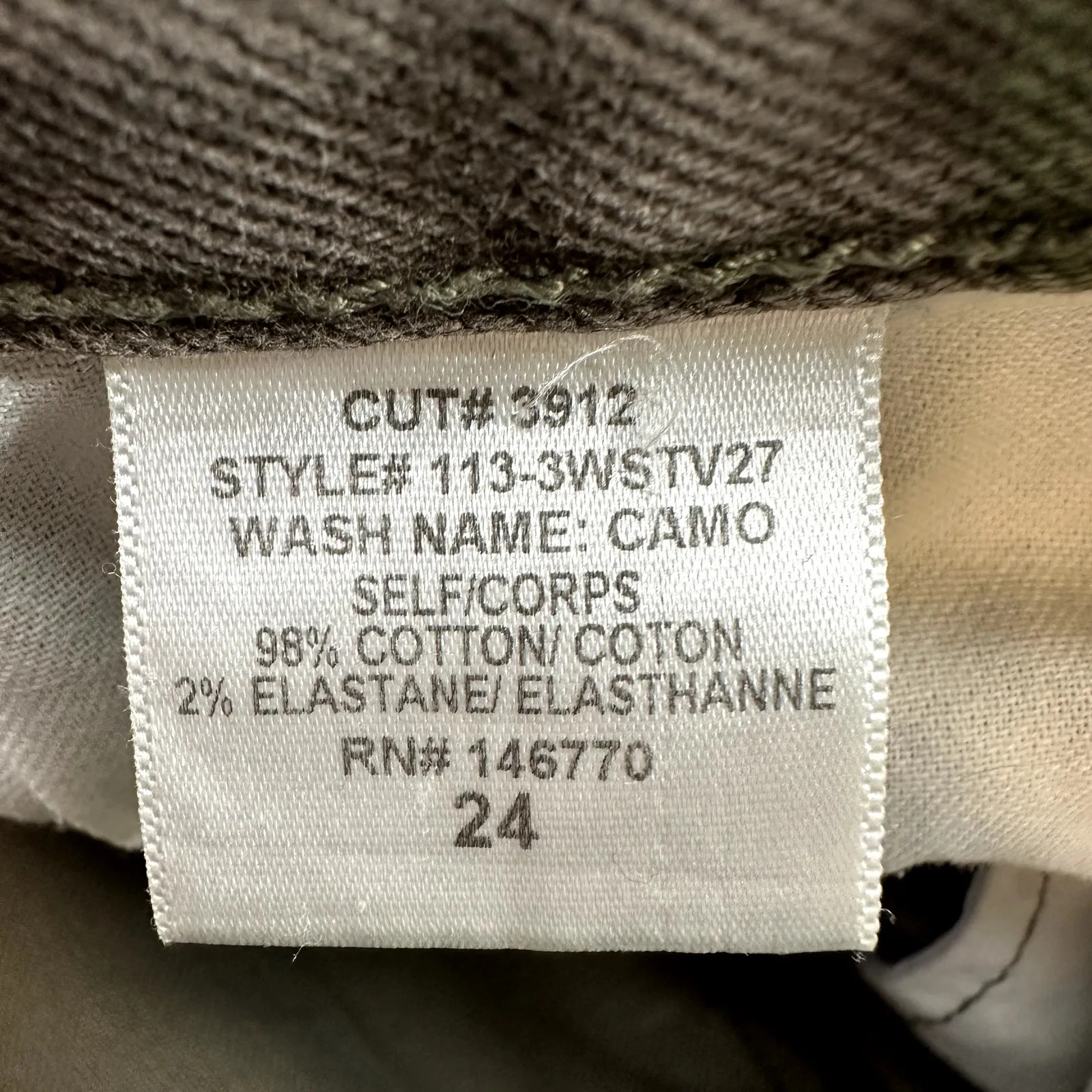 Re/Done 70s Stove Pipe Jeans Camouflage Denim High Rise Slim Straight Green 24 - Image 5