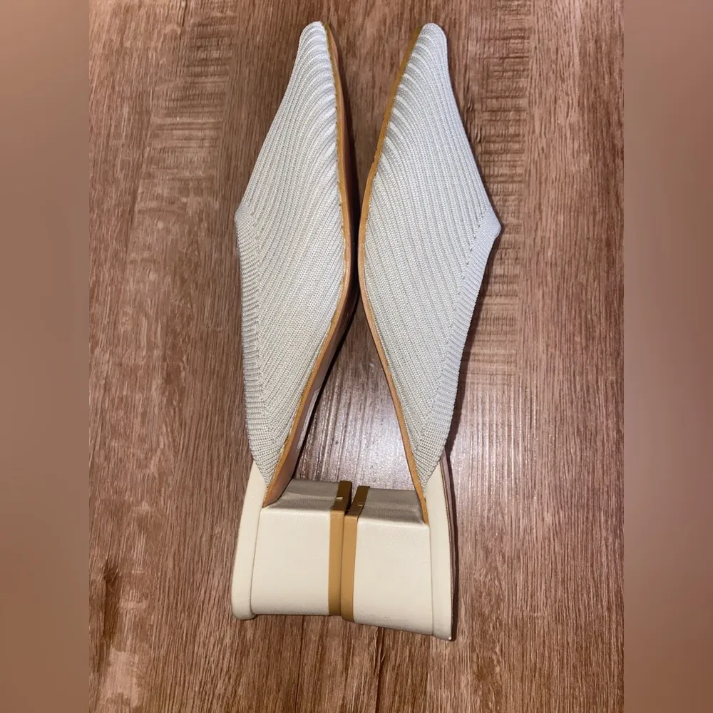 TIJN Vegan Cream Ribbed Knit 'Helka' Mules 8.5 - Image 4