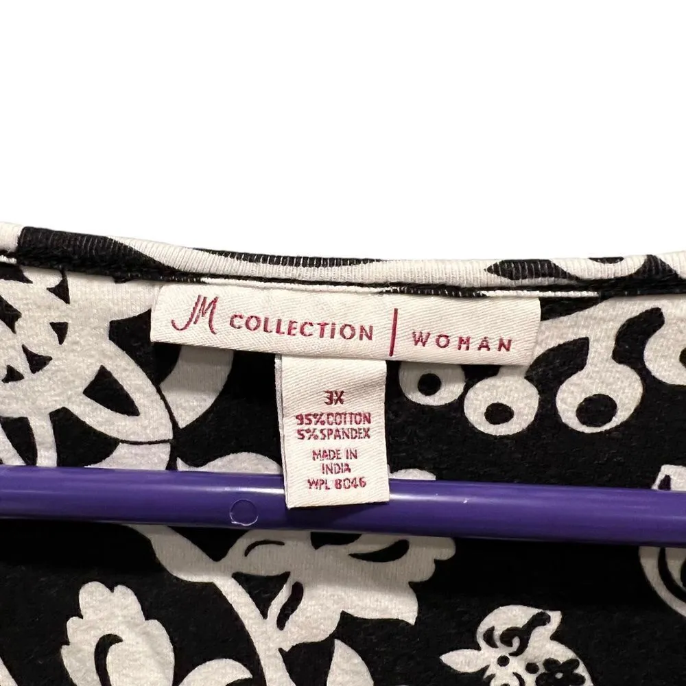 JM Collection black and white boho print v-neck top women’s size 3X - Image 3