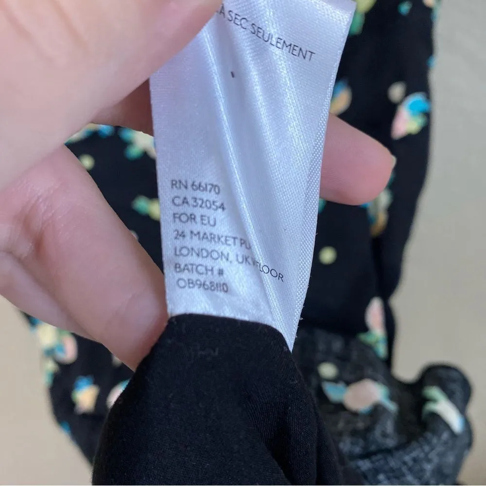 FREE PEOPLE Like A Lady Mini Dress Black Lemon Print Linen Size Small - Image 10