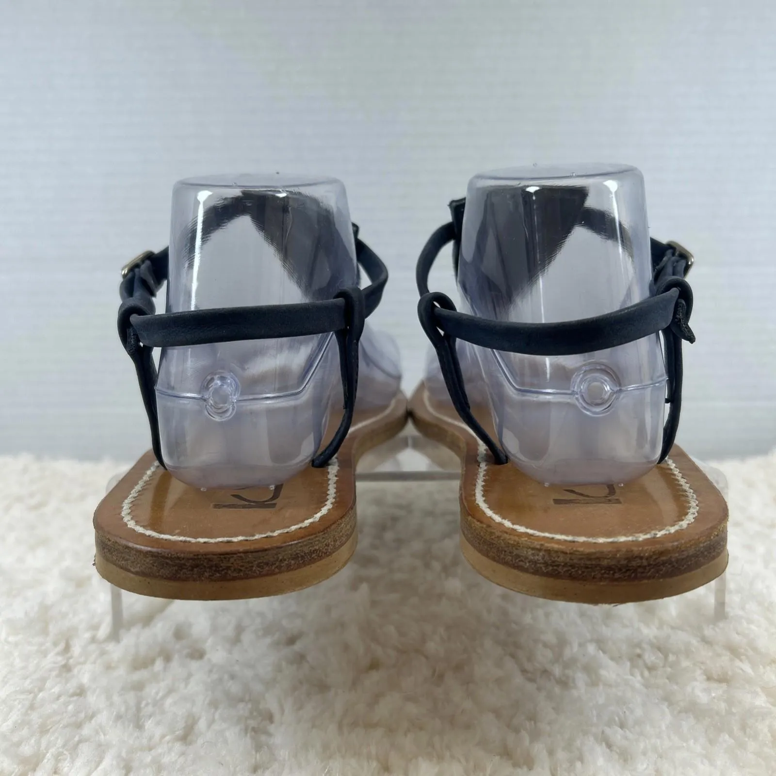 K Jacques St Tropez Black Leather Sandals Strappy Buckle Shoes Size 38/7.5 - Image 4