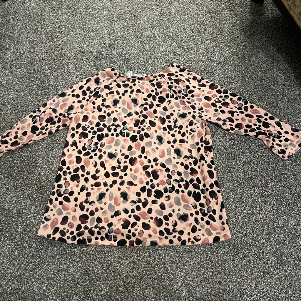 Denim & Co. Blush Pebble Printed Heavenly Jersey 3/4 Sleeve O - Image 11