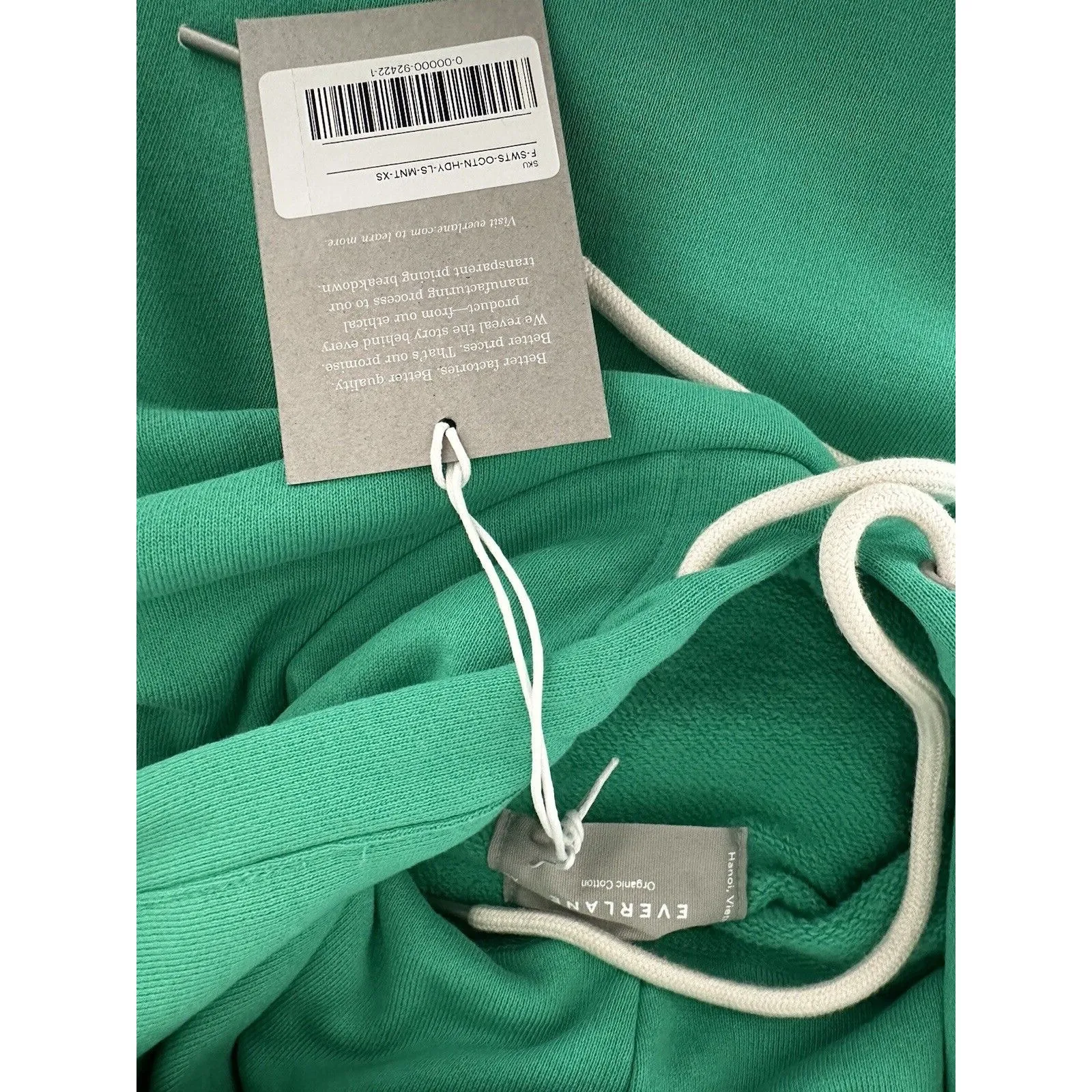 New Everlane Mint Green Organic Cotton Hoodie XS - Image 5
