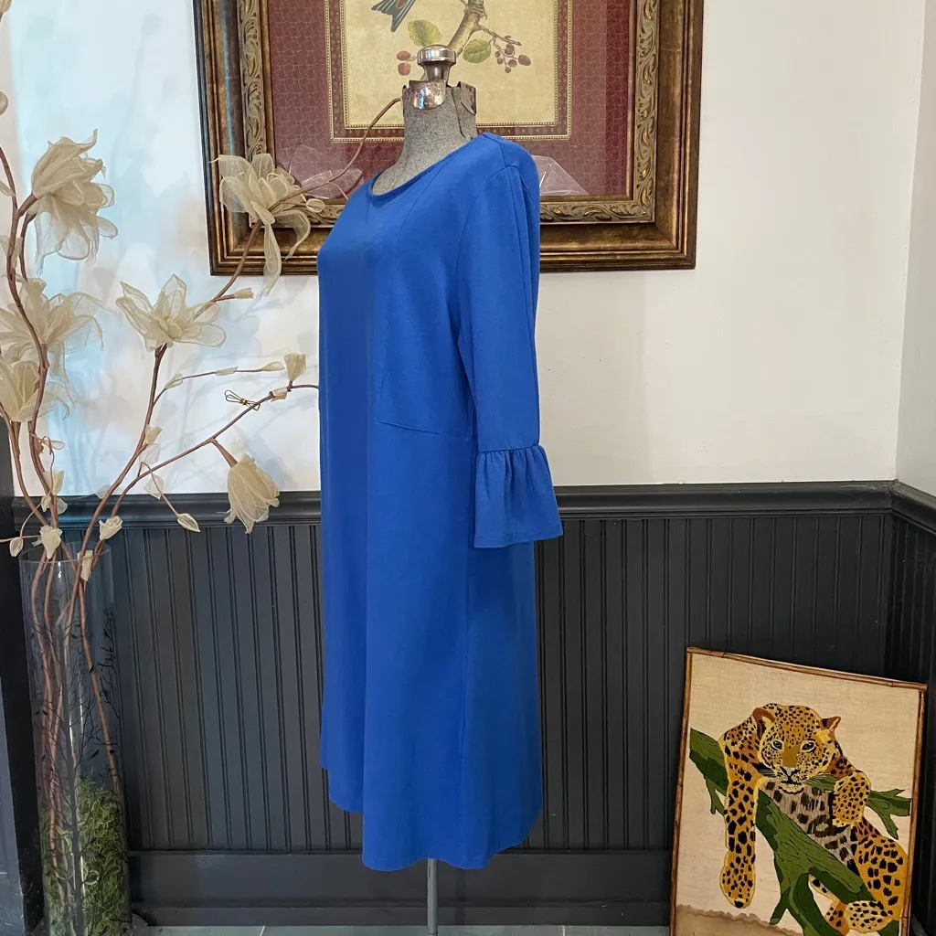 Duffield Lane Women’s Signature Cobalt Blue Ruffle Sleeve Shift Dress - Image 3