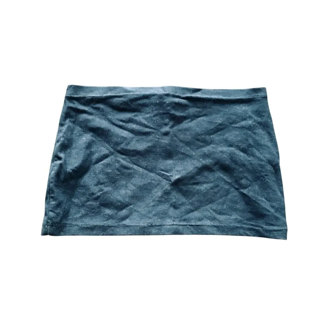 BASIC BLACK COTTON BLEND BANDEAU CROP TOP - Image 2