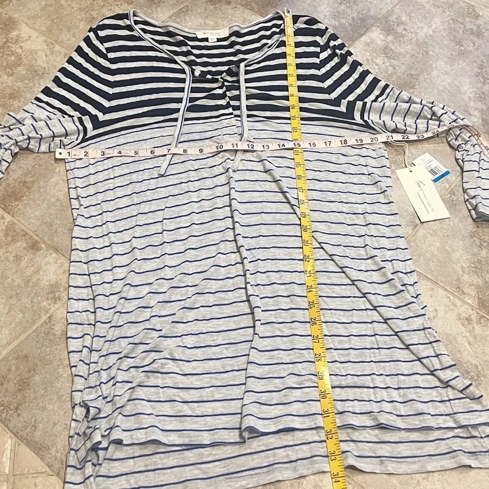 🆕 Two By Vince Camuto Bon Voyage Night Blue striped 3/4 sleeve tunic top… Size XL - Image 5