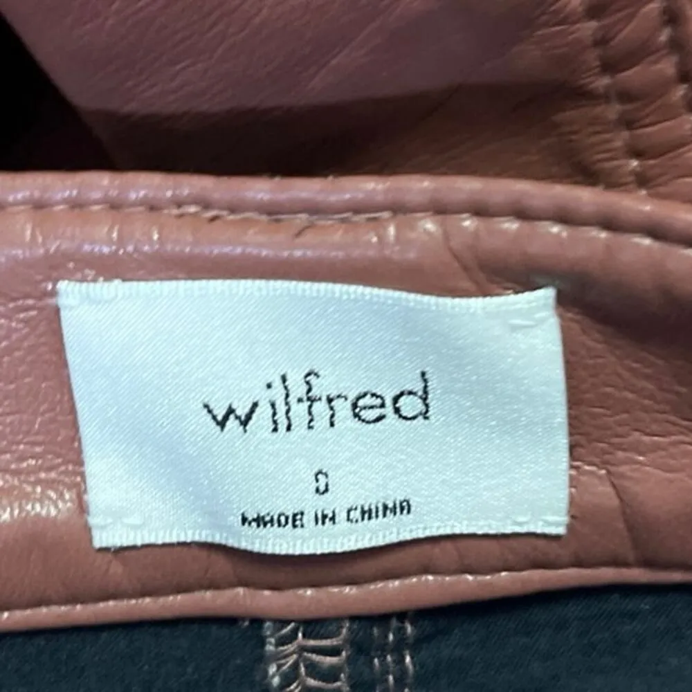 Aritzia Wilfred The Melina Brown Faux Leather Vegan Cropped Trouser Pants Size 0 - Image 4