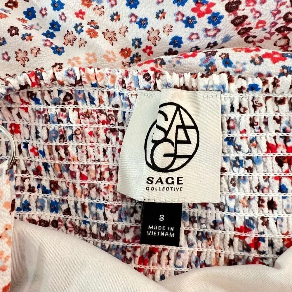 Sage collective white red blue floral paisley sundress size 8 - Image 9