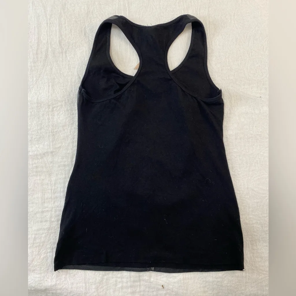 Bailey 44 Women XS Black Faux Leather Racerback Tank Stretch Back USA Made - Image 2