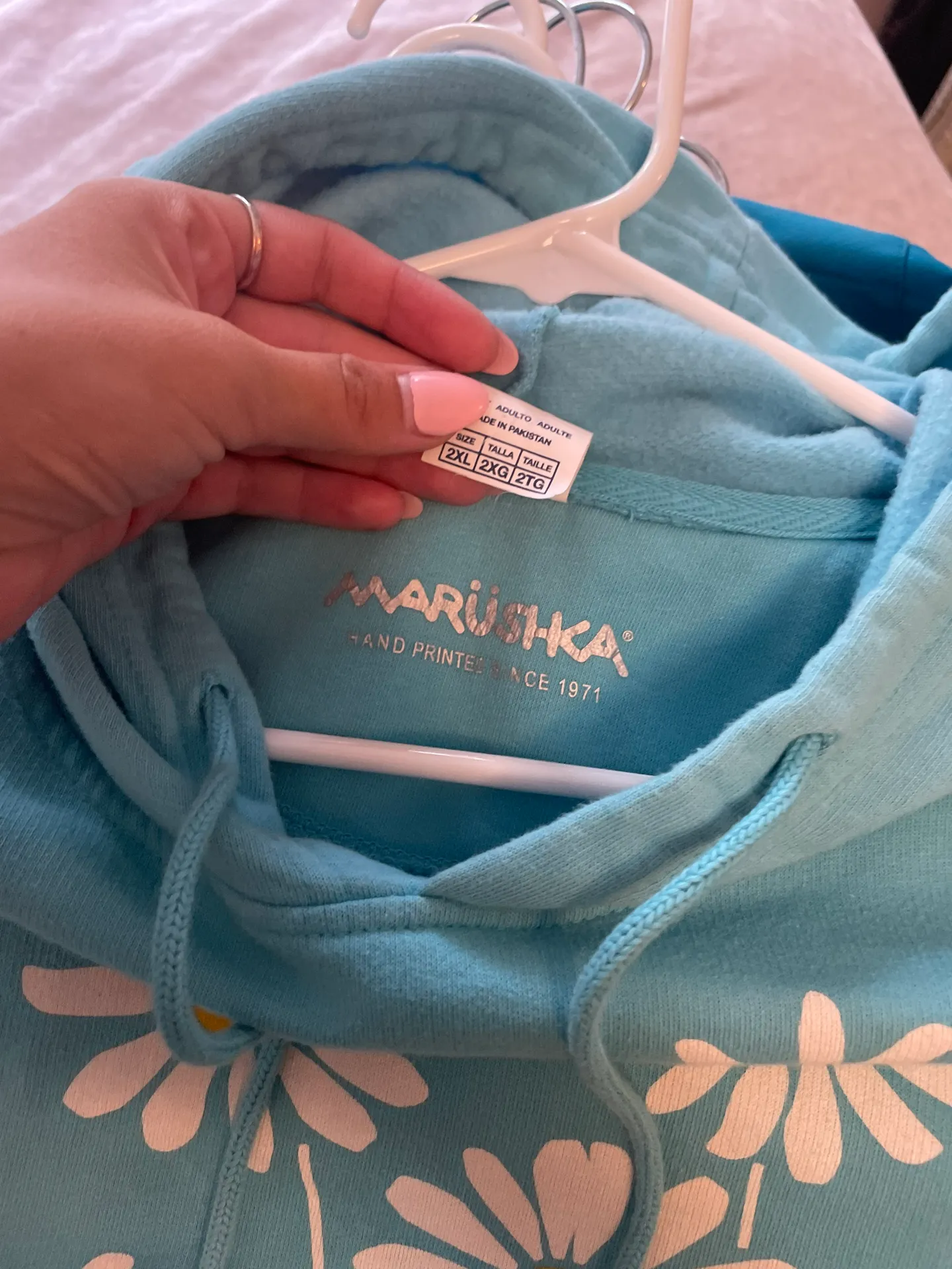 Blue Daisy Hoodie Size L - Image 3