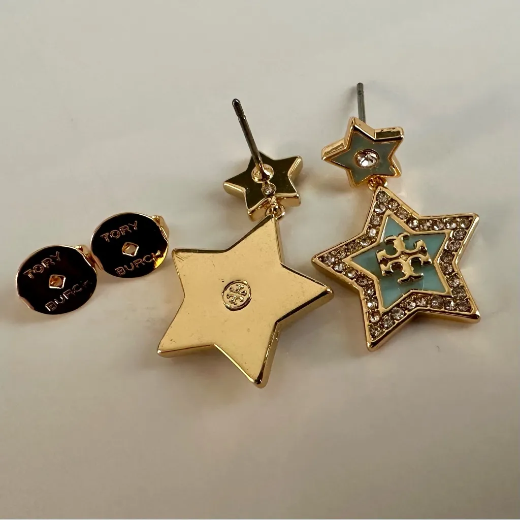 New Auth. Tory Burch Falling Star Drop Earring on TB Earring. Card MSRP $148 - Image 9