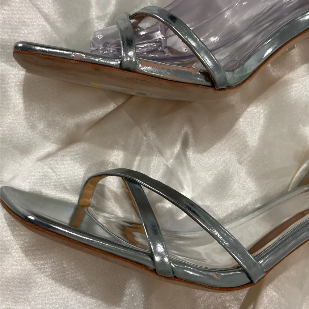 Badgley Mischka Callie Beaded Heel Sandal Bubble Heel Open Toe Metallic Size 9 - Image 11