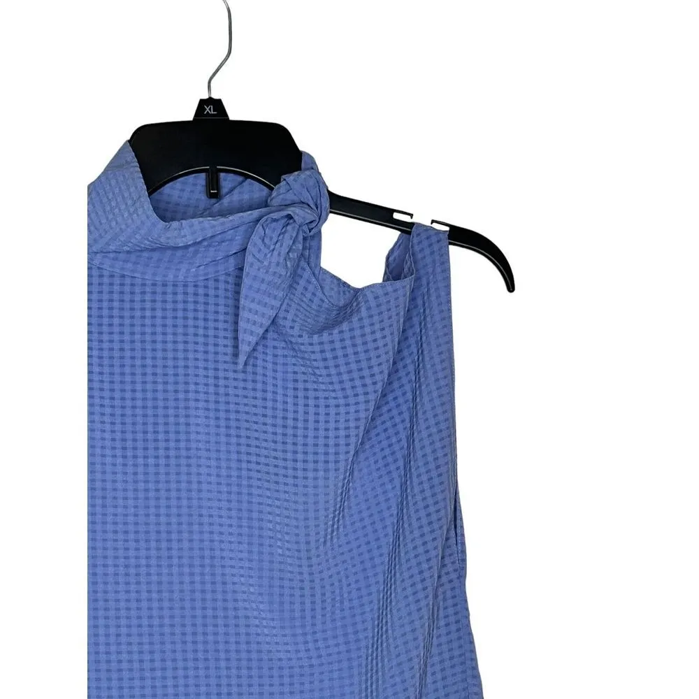 Pearl By Lela Rose Women's Top Scarf Neck High-Low Hem Sheer Blouse Purple Small - Image 2