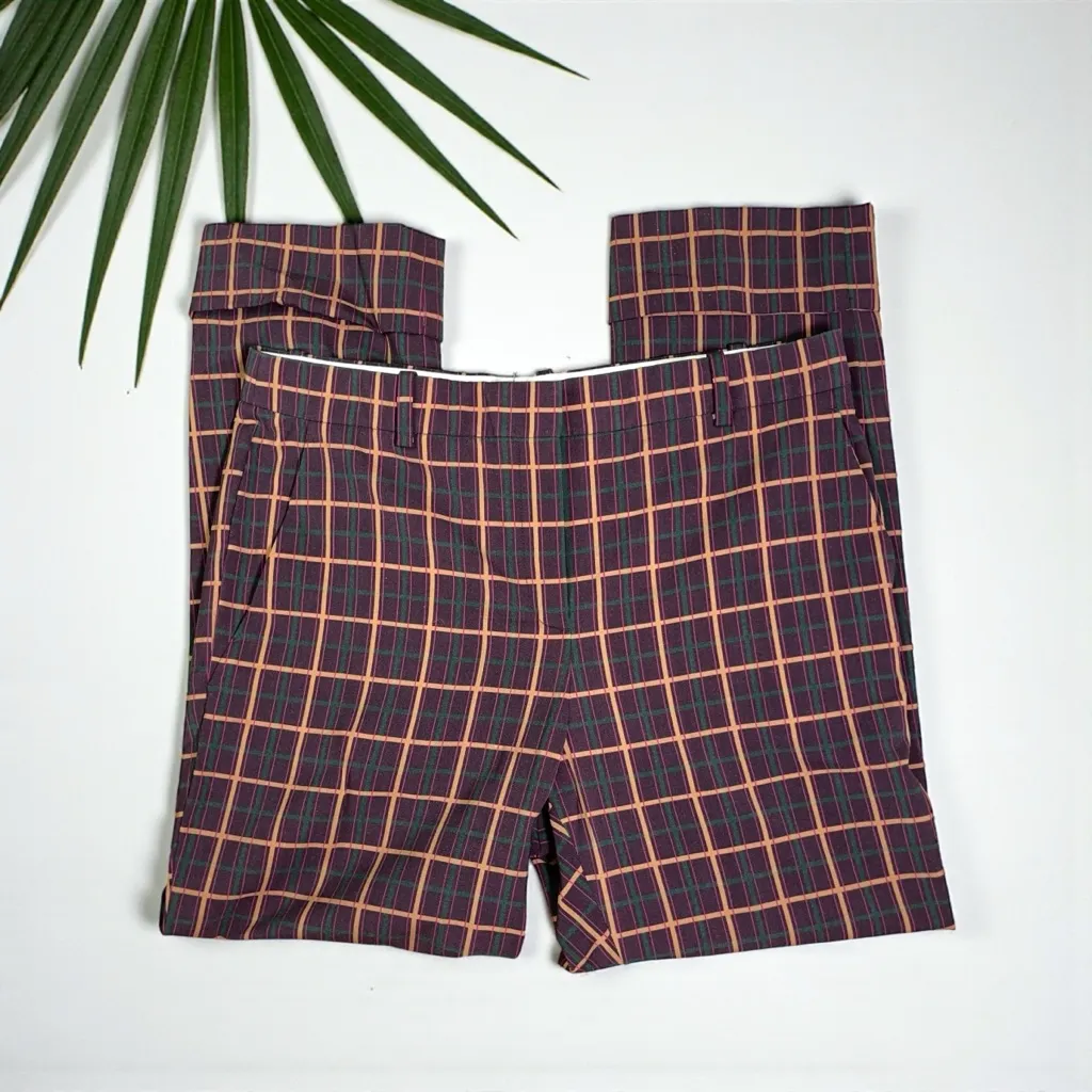 🆕 Theory York Plaid Crop Cuff Pants in Stretch Wool - Image 4