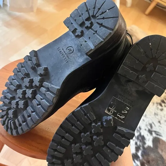 ALL SAINTS Black Leather Nubuck Moto Buckle Boots Women’s Size‎ 37 - Image 10