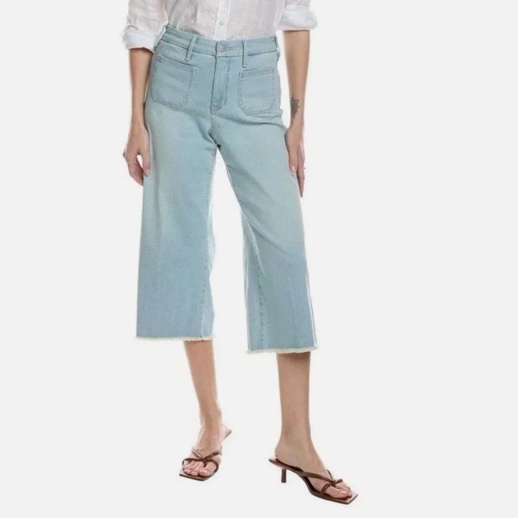 NWT NYDJ Womens Patchie Major Frayed Hem Wide Leg Denim Capri In Dunes 16 - Image 2