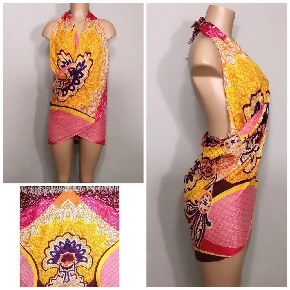 Brightly colored Pasmina scarf wrap. NWOT Orange - Image 3