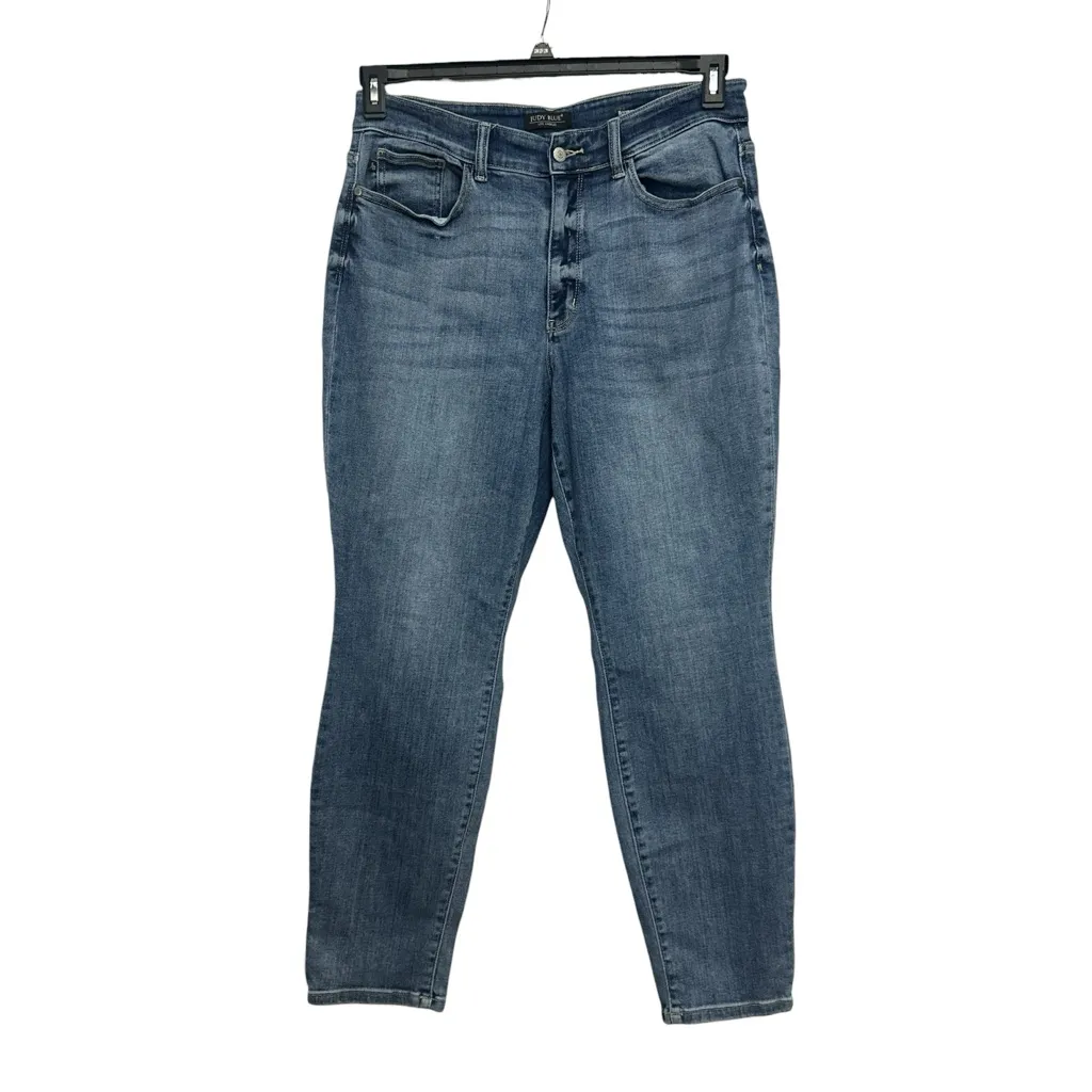 Judy Blue Bleach Wash Boyfriend Jeans Size 14W In Light Blue Stretch Denim 82335 - Image 2