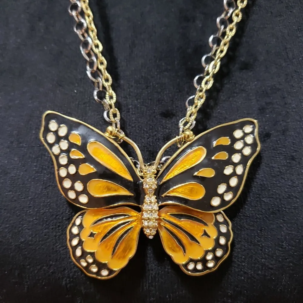 Bohemian Alloy Butterfly Pendant Necklace Pendant Set Clavicle Chain Necklaces Black - Image 3