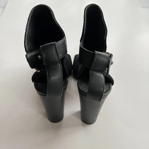 VINCE MADE IN ITALY BLACK‎ SUEDE HIGH HEELED ANKLE BOOTS OPEN TOE WOMENS SIZE 9M - Image 5