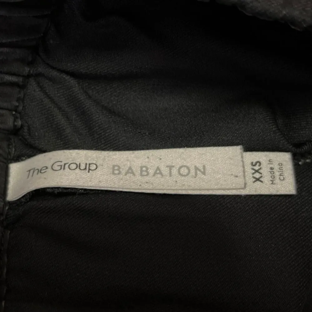 Aritzia Babaton Black Linen Drawstring Pull On Straight Ankle Trouser Pants XXS - Image 4