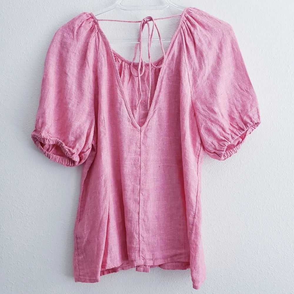 J.Crew Puff Short Sleeve Blouse V-Neckline Back - Image 4
