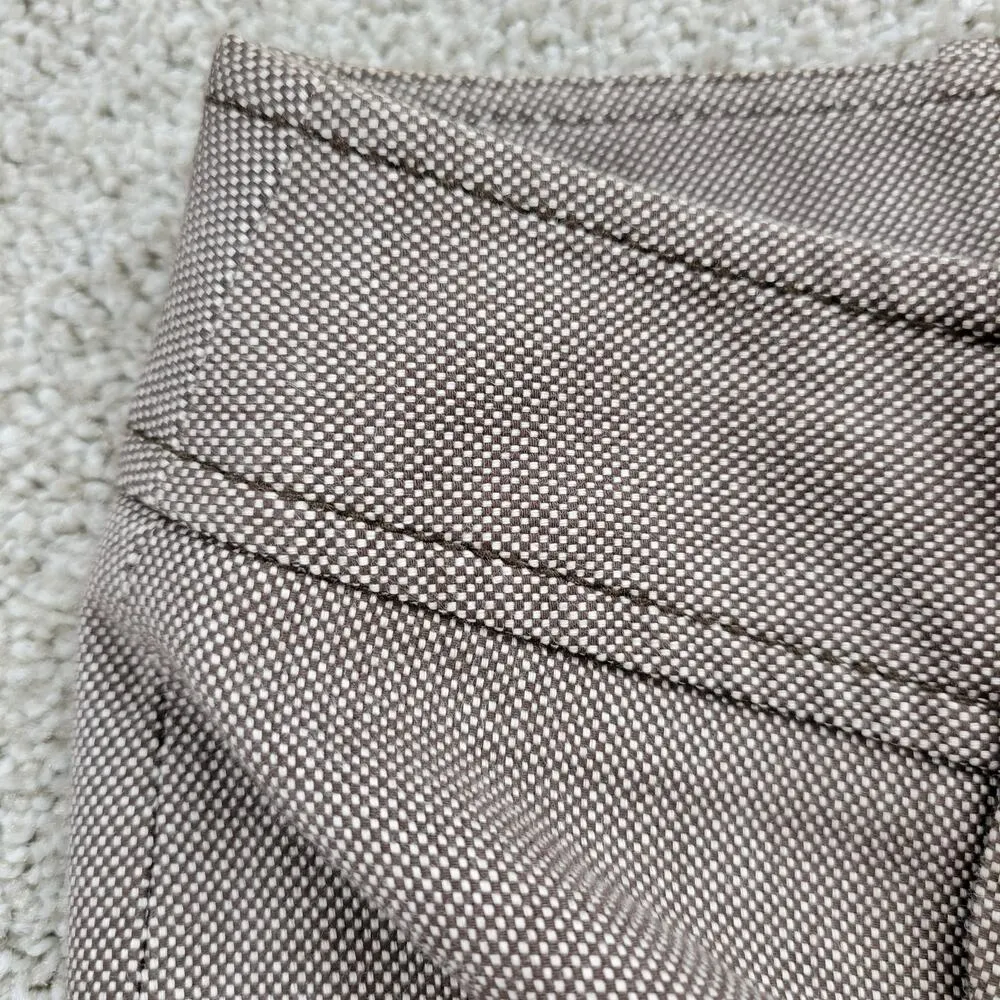 Ann Taylor Womens Dress Pants 12 Brown Textured Wide Leg Career Ankle Trouser - Image 4