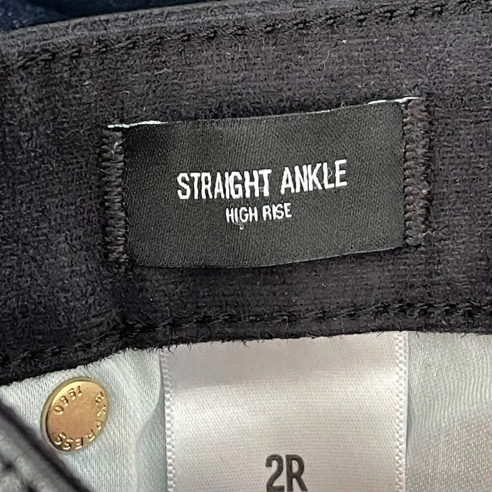 Express High Waisted Faux Leather Waistband Rinse Straight Ankle Jeans - 2R - Image 7