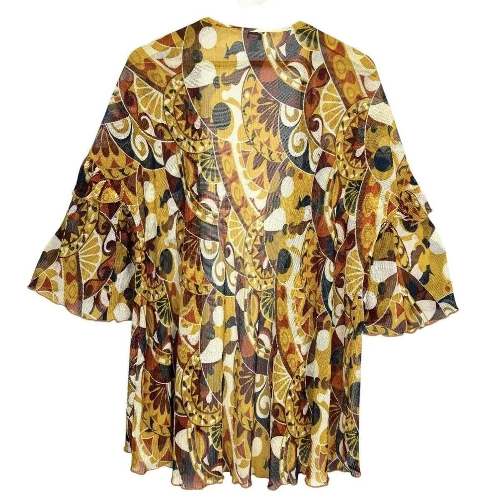 Cato Mesh Kimono Cardigan Top Size M Multicolor Flared Sleeves Boho Fairy Beachy - Image 3