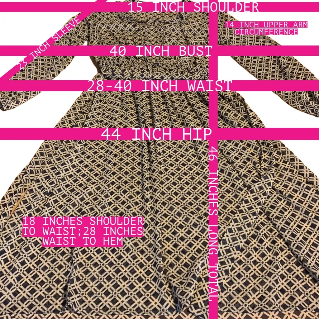 TOMMY HILFIGER TAN & BLUE GEOMETRIC PRINT SHEER SHIRT DRESS (8) - Image 14