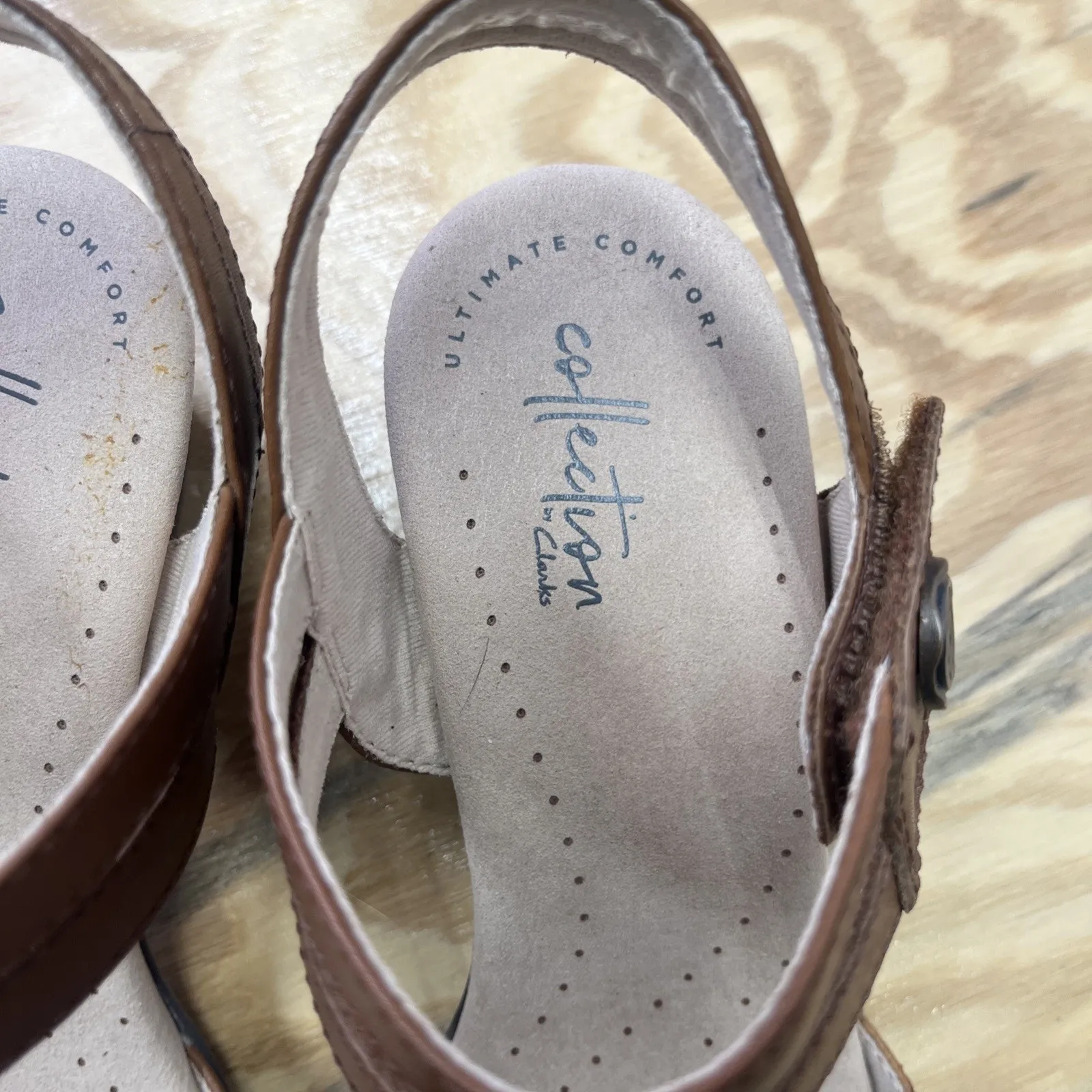 Clarks Valarie Rally Sandals Womens Sz 9.5M Brown Mahogany Block Heels Prairie - Image 9